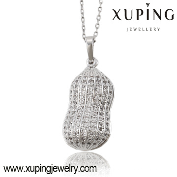 Fashion Elegant Charm Rhodium CZ Peanut Imitation Jewelry Chain Pendant-32613